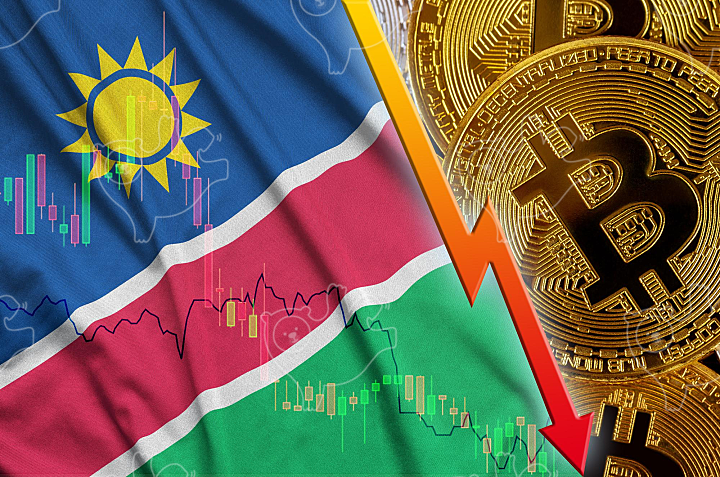 Namibia flag and cryptocurrency falling trend with - NAVER OGQ 마켓