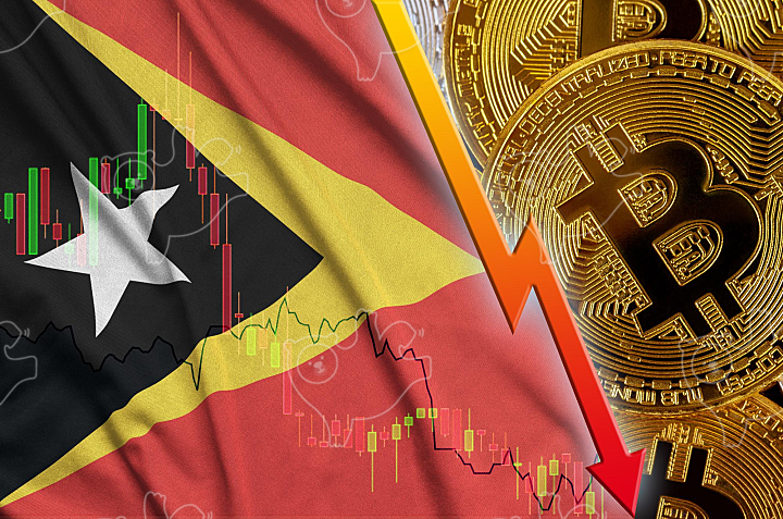 Timor Leste flag and cryptocurrency falling trend - NAVER OGQ 마켓