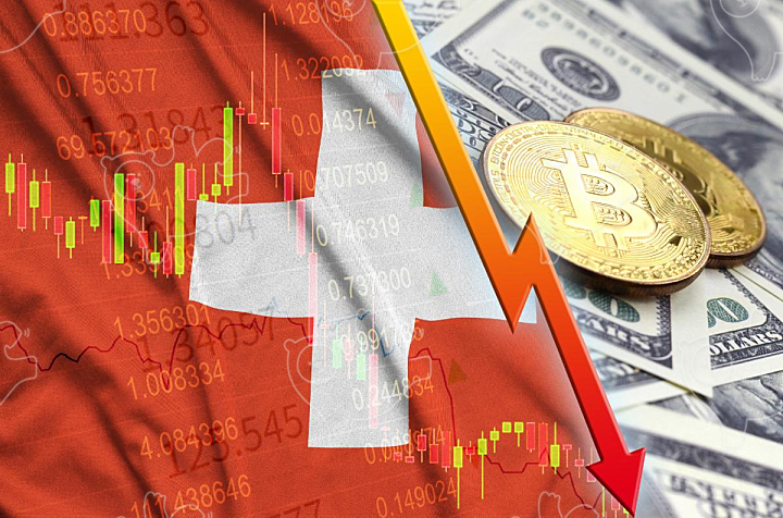 Switzerland flag and cryptocurrency falling trend - NAVER OGQ 마켓