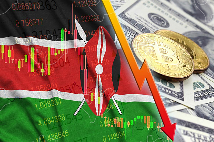 Kenya flag and cryptocurrency falling trend with - NAVER OGQ 마켓