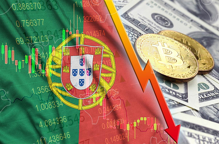 Portugal flag and cryptocurrency falling trend - NAVER OGQ 마켓