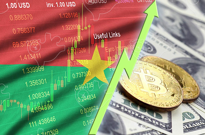 Burkina Faso flag and cryptocurrency growing trend - NAVER OGQ 마켓