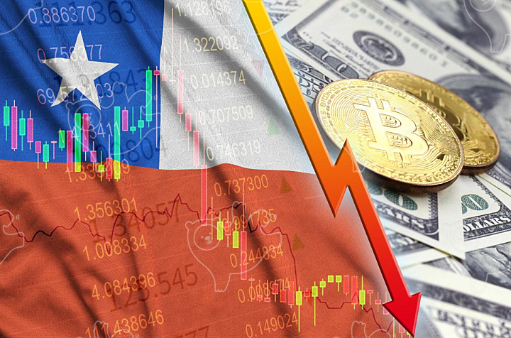 Chile flag and cryptocurrency falling trend with - NAVER OGQ 마켓